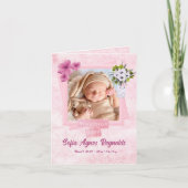 Faire-part Style rose Shabby Baby (Devant)