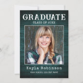 Faire-part Style rustique Pays Turquoise Bois Photo Graduatio (Devant)