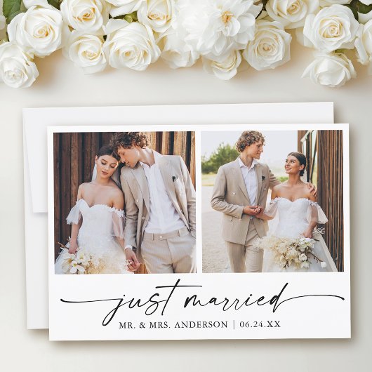 Faire-part Stylo à encre Calligraphie moderne 2 Photos Mariag