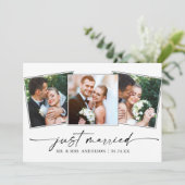 Faire-part Stylo à encre Calligraphie moderne 3 Photos Mariag (Debout devant)