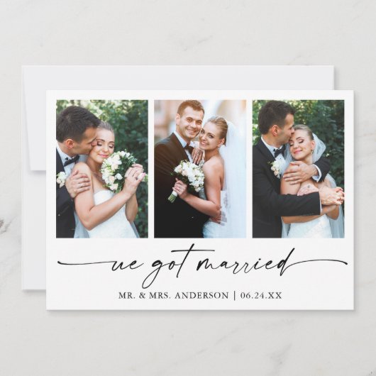 Faire-part Stylo à encre Calligraphie moderne Script 3 Photos (Devant)