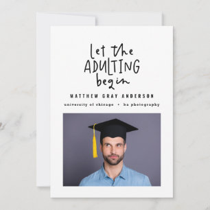 Faire-part Stylo marqueur moderne adulting graduation photo
