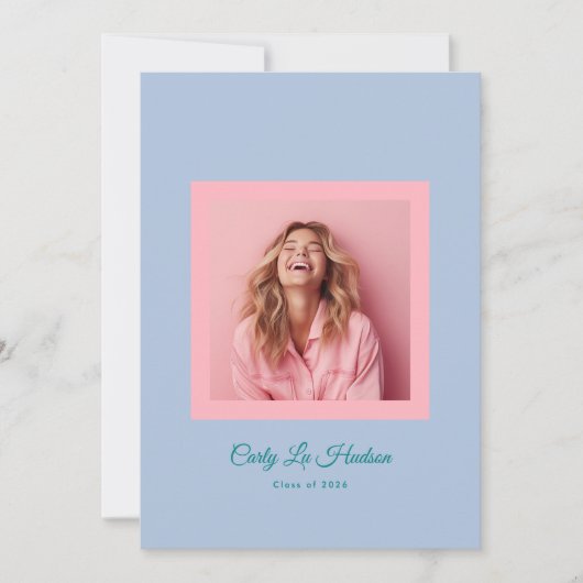 Faire-part Subtle Blue Pink High School Photo Grad (Devant)