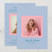 Faire-part Subtle Blue Pink High School Photo Grad (Devant / Derrière)