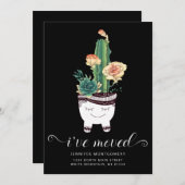 Faire-part Succulents de cactus roses mignons en Pot amusant  (Devant / Derrière)