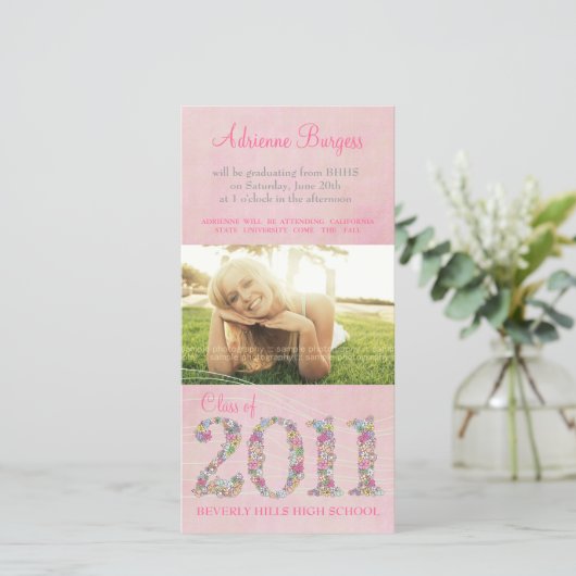 Faire-part Summer Blossoms de la classe de 2011 Graduation Ph (Debout devant)