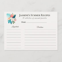 Summer Recipe Card – Tropical Floral