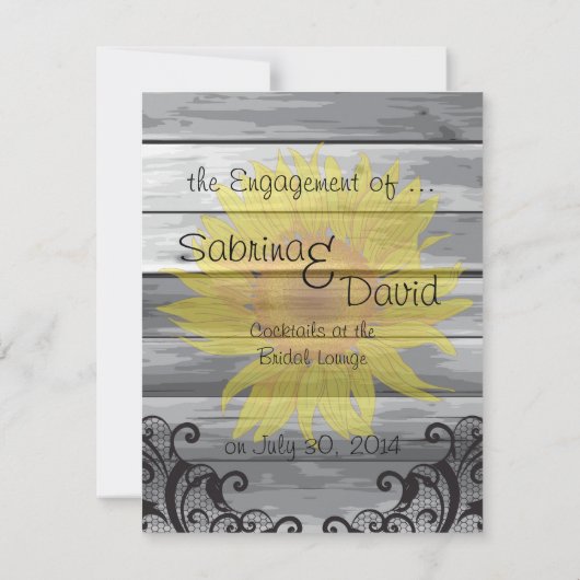 Faire-part Sunflower Grn Wood Collection Fiançailles Announ (Dos)