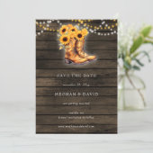 Faire-part Sunflowers Cowboy Bottes Grange Bois Enregistrer L (Debout devant)