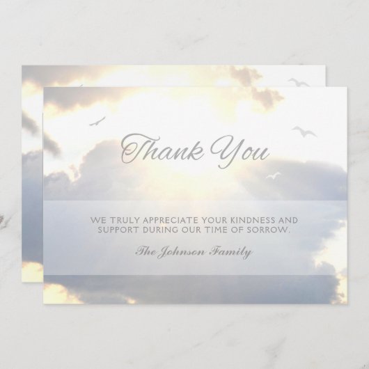 Faire-part Sunlight Streams & Clouds Merci Photo Memorial (Devant / Derrière)