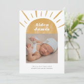 Faire-part Sunshine Boho moderne à la naissance de la moutard (Debout devant)