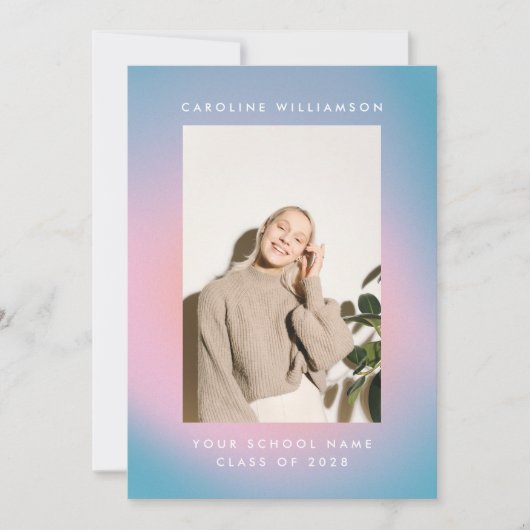 Faire-part Super Mod Pastel Retro Diplôme photo personnalisée (Devant)