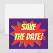 Faire-part Superhero Comic Enregistrer La Date Annonce (Devant / Derrière)
