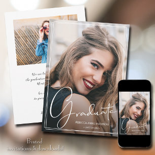 Faire-part Superposition de script 2 diplôme photo