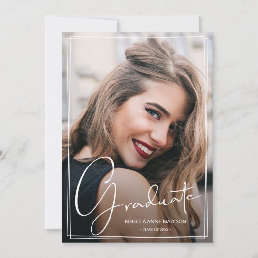 Faire-part Superposition de script 2 diplôme photo (Devant)