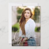 Faire-part Superposition de script 2 Photo Remise de diplômes (Devant)