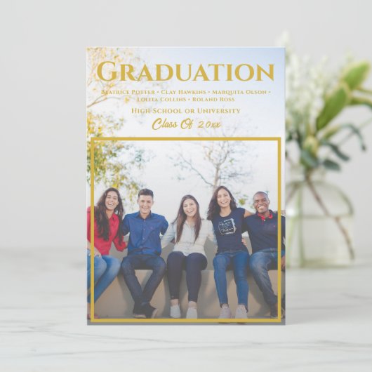 Faire-part Superposition de script Gold | Diplôme de photogra (Debout devant)