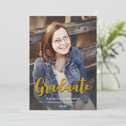 Faire-part Superposition de script tendance | Deux diplômes p (Debout devant)