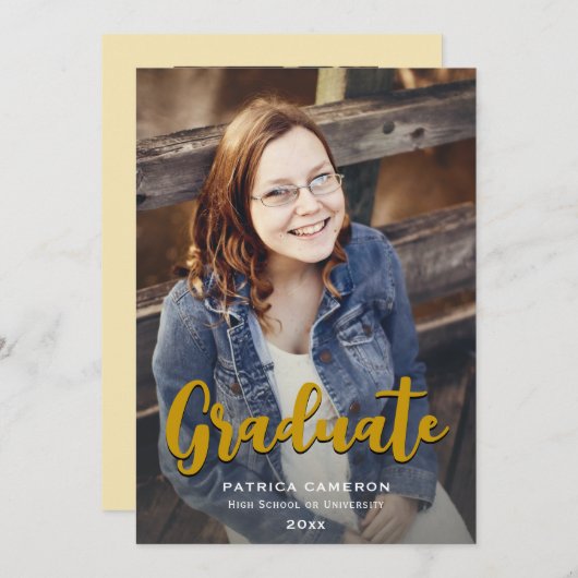 Faire-part Superposition de script tendance | Deux diplômes p (Devant / Derrière)