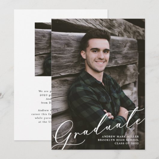 Faire-part Superposition de script unique moderne pour deux p (Devant / Derrière)