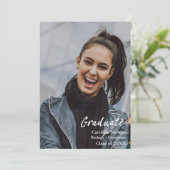 Faire-part Superposition de texte blanc moderne | Photo d'étu (Debout devant)