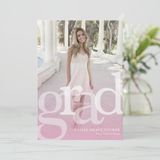 Faire-part Superposition rose simple GRAD N'IMPORTE QUELLE An (Debout devant)