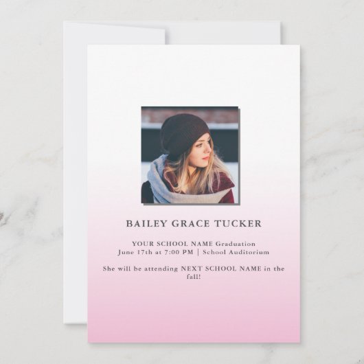 Faire-part Superposition rose simple GRAD N'IMPORTE QUELLE An (Dos)