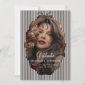 Faire-part Sweet Pinstriped Black Bow Photo Graduation (Devant)