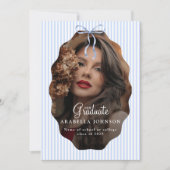 Faire-part Sweet Pinstriped Blue Bow Photo Graduation (Devant)