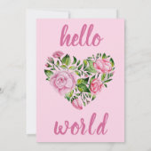 Faire-part Sweet rose Floral Coeur bébé photo naissance (Dos)