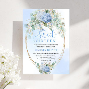 Faire-part Sweet Sixteen Hydrangeas Bleues Rêveuse