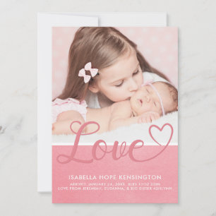 Faire-part Sweet Valentine Love Baby Girl Photo de naissance