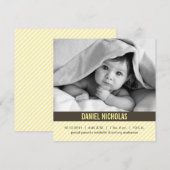 Faire-part Sweet Yellow Pinstripes Baby Birth Annonces (Devant / Derrière)