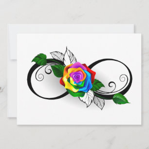 Faire-part Symbole de l'infini avec rose arc-en-ciel