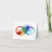 Faire-part Symbole d'infini avec plume arc-en-ciel (Devant)