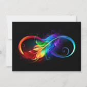 Faire-part Symbole d'infini avec plume arc-en-ciel (Devant)