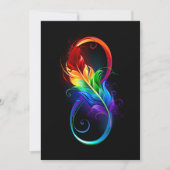 Faire-part Symbole d'infini avec plume arc-en-ciel (Devant)