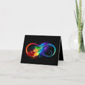 Faire-part Symbole d'infini avec plume arc-en-ciel (Devant)