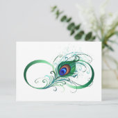 Faire-part Symbole d'infini avec plume de paon (Debout devant)