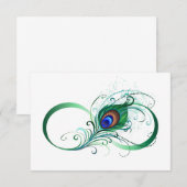 Faire-part Symbole d'infini avec plume de paon (Devant / Derrière)