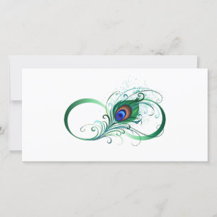Faire-part Symbole d'infini avec plume de paon
