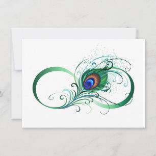 Faire-part Symbole d'infini avec plume de paon
