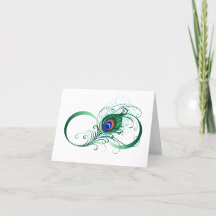 Faire-part Symbole d'infini avec plume de paon