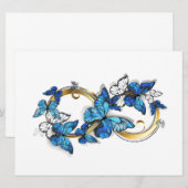 Faire-part Symbole infini de papillons Morpho bleus (Devant / Derrière)