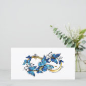 Faire-part Symbole infini de papillons Morpho bleus (Debout devant)