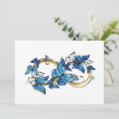 Faire-part Symbole infini de papillons Morpho bleus (Debout devant)
