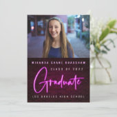 Faire-part SYMBOLE NEON PHOTO Pink Graduate (Debout devant)