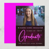 Faire-part SYMBOLE NEON PHOTO Pink Graduate (Devant / Derrière)