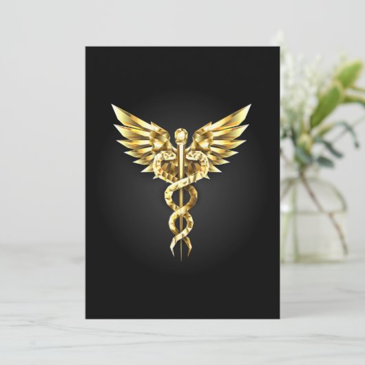 Faire-part Symbole Polygonal Or Caduceus (Debout devant)