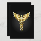 Faire-part Symbole Polygonal Or Caduceus (Devant / Derrière)